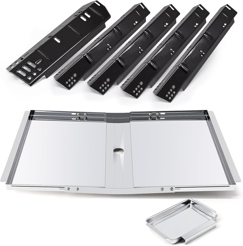 Adviace Grill Replacement Parts for Dyna-Glo DGH474CRP DGH450CRP DGH483CRP DGH485CRP DGH474CRP-D, Drip Pan Grease Tray & Heat Tents for Dyna Glo 5 Burner Grill Models - Image 1